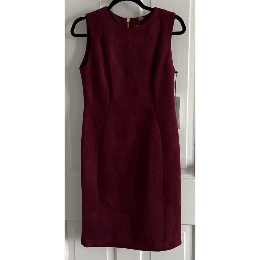 Sleeveless Suede Sheath Dress - Picture 3 of 7